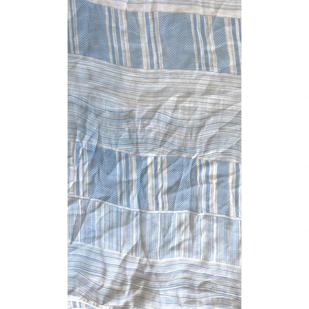 Blue White Patchwork Print Scarf Lightweight Striped Polka Dot Wrap